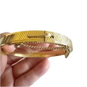 West Germany Gold Tone Vintage Hinge Bangle Bracelet